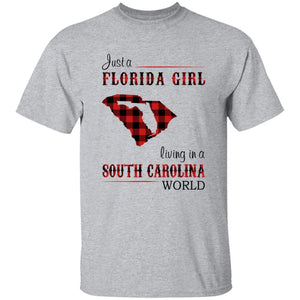 Just A Florida Girl Living In A South Carolina World T-shirt - T-shirt Born Live Plaid Red Teezalo