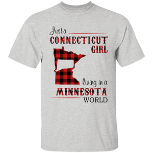 Just A Connecticut Girl Living In A Minnesota World T-shirt - T-shirt Born Live Plaid Red Teezalo