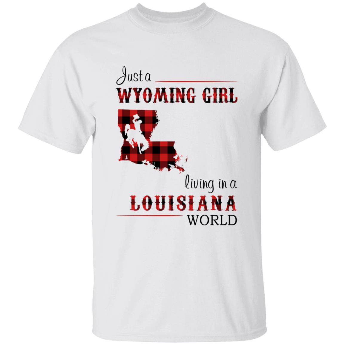 Just A Wyoming Girl Living In A Louisiana World T-shirt - T-shirt Born Live Plaid Red Teezalo