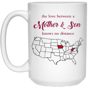West Virginia Iowa The Love Between Mother And Son Mug - Mug Teezalo