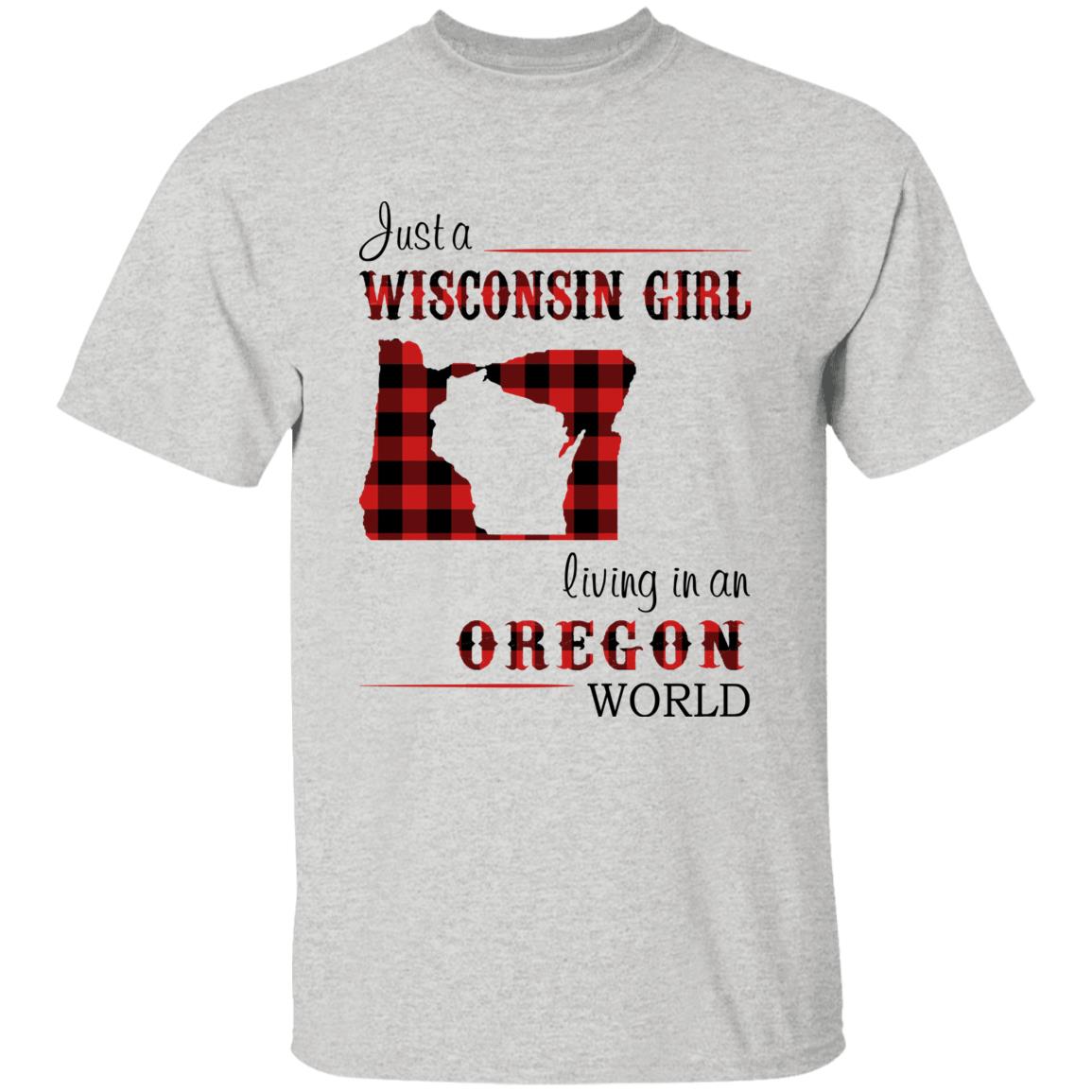 Just A Wisconsin Girl Living In An Oregon World T-shirt - T-shirt Born Live Plaid Red Teezalo