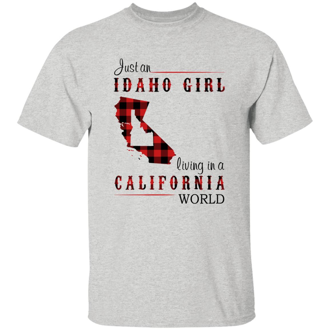Just An Idaho Girl Living In A California World T-shirt - T-shirt Born Live Plaid Red Teezalo