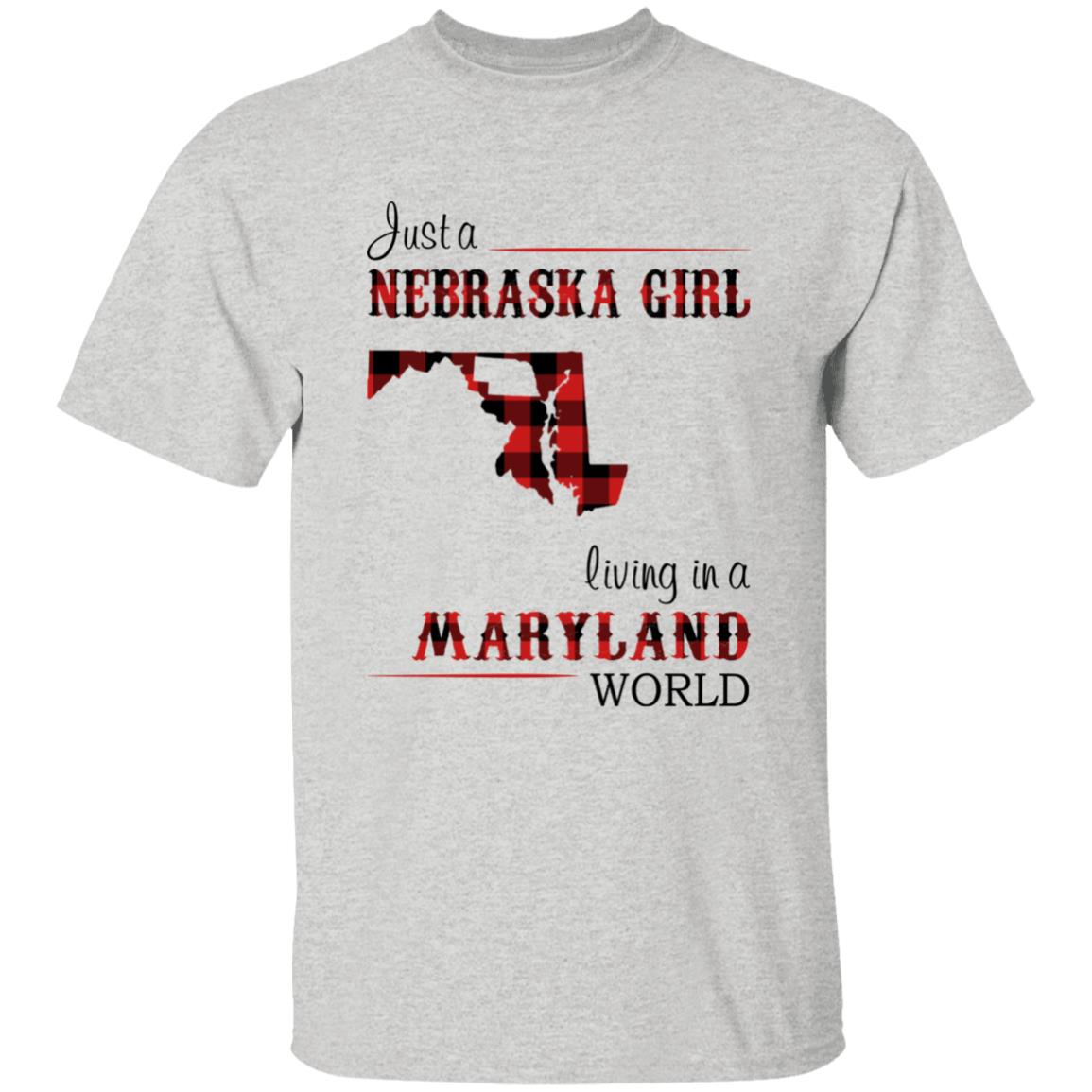 Just A Nebraska Girl Living In A Maryland World T-shirt - T-shirt Born Live Plaid Red Teezalo