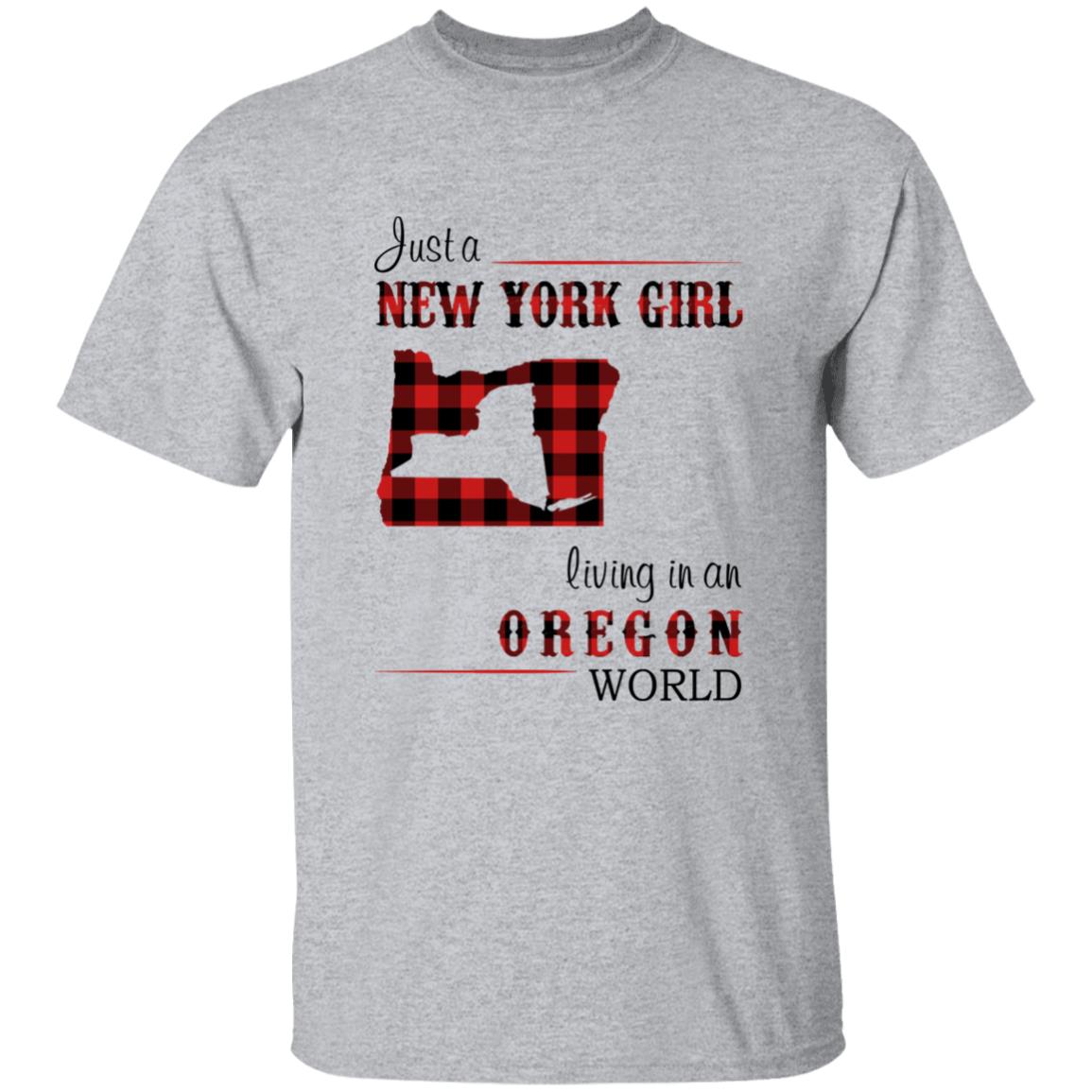 Just A New York Girl Living In An Oregon World T-shirt - T-shirt Born Live Plaid Red Teezalo