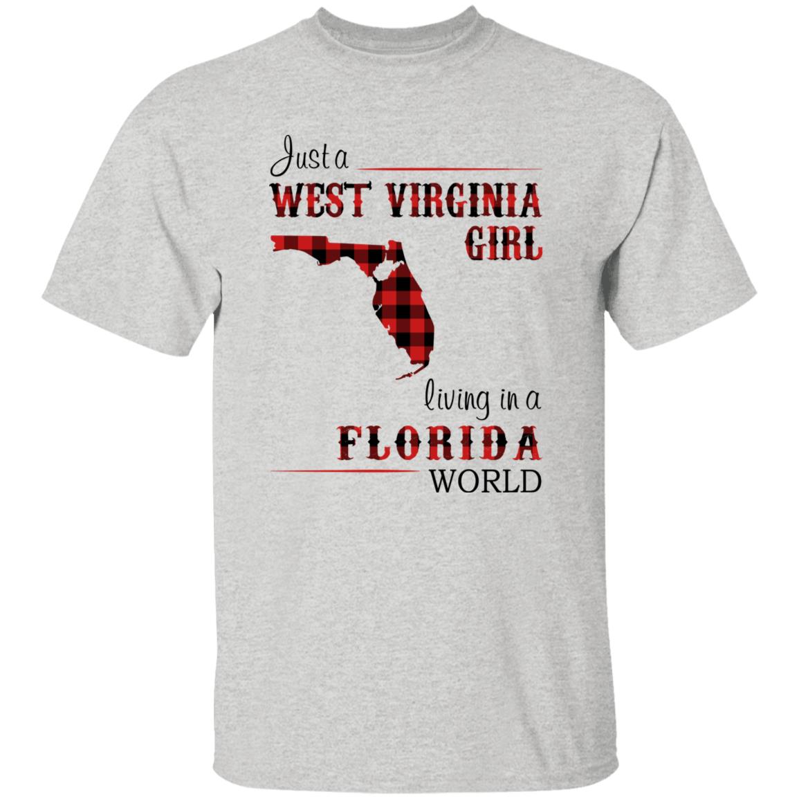Just A West Virginia Girl Living In A Florida World T-shirt - T-shirt Born Live Plaid Red Teezalo