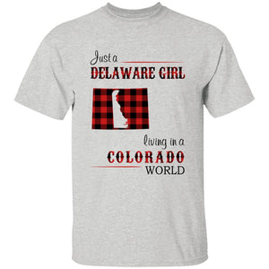 Just A Delaware Girl Living In A Colorado World T-Shirt - T-shirt Born Live Plaid Red Teezalo