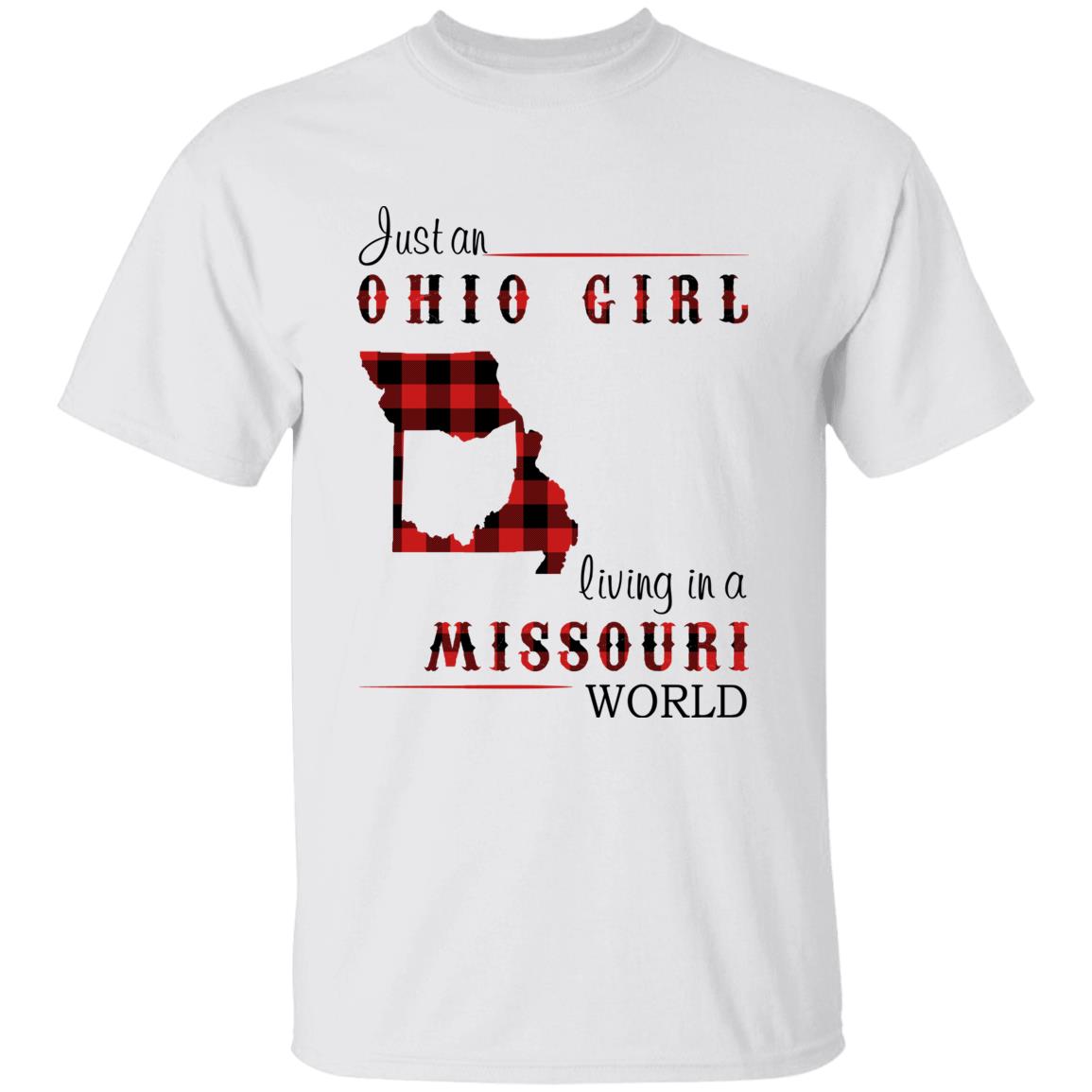Just An Ohio Girl Living In A Missouri World T-shirt - T-shirt Born Live Plaid Red Teezalo