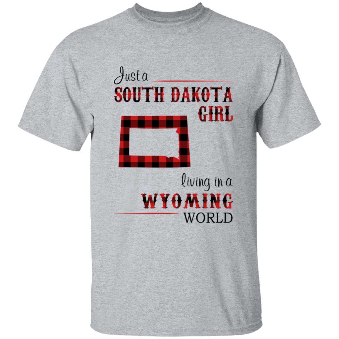 Just A South Dakota Girl Living In A Wyoming World T-shirt - T-shirt Born Live Plaid Red Teezalo