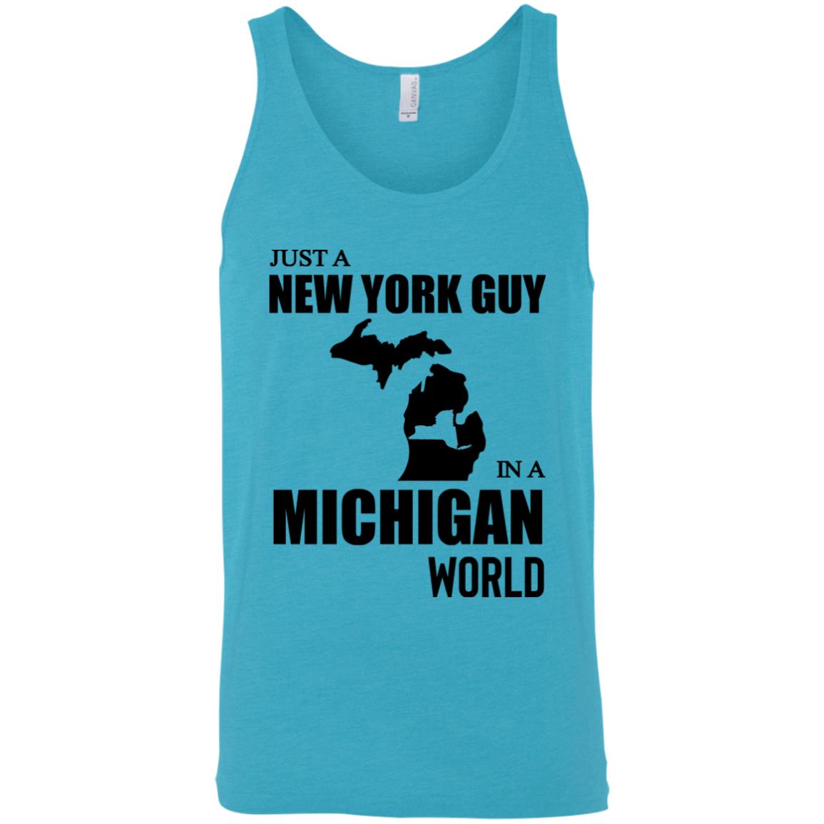 Just A New York Guy In A Michigan World T-Shirt - T-shirt Teezalo