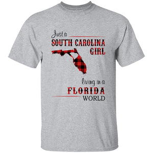 Just A South Carolina Girl Living In A Florida World T-shirt - T-shirt Born Live Plaid Red Teezalo