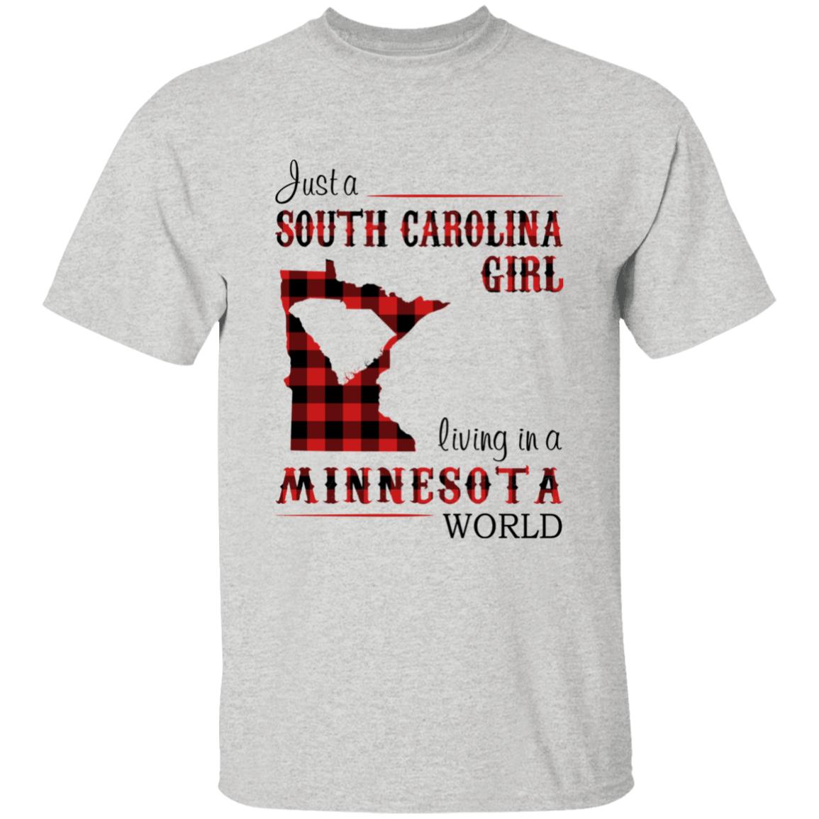 Just A South Carolina Girl Living In A Minnesota World T-shirt - T-shirt Born Live Plaid Red Teezalo