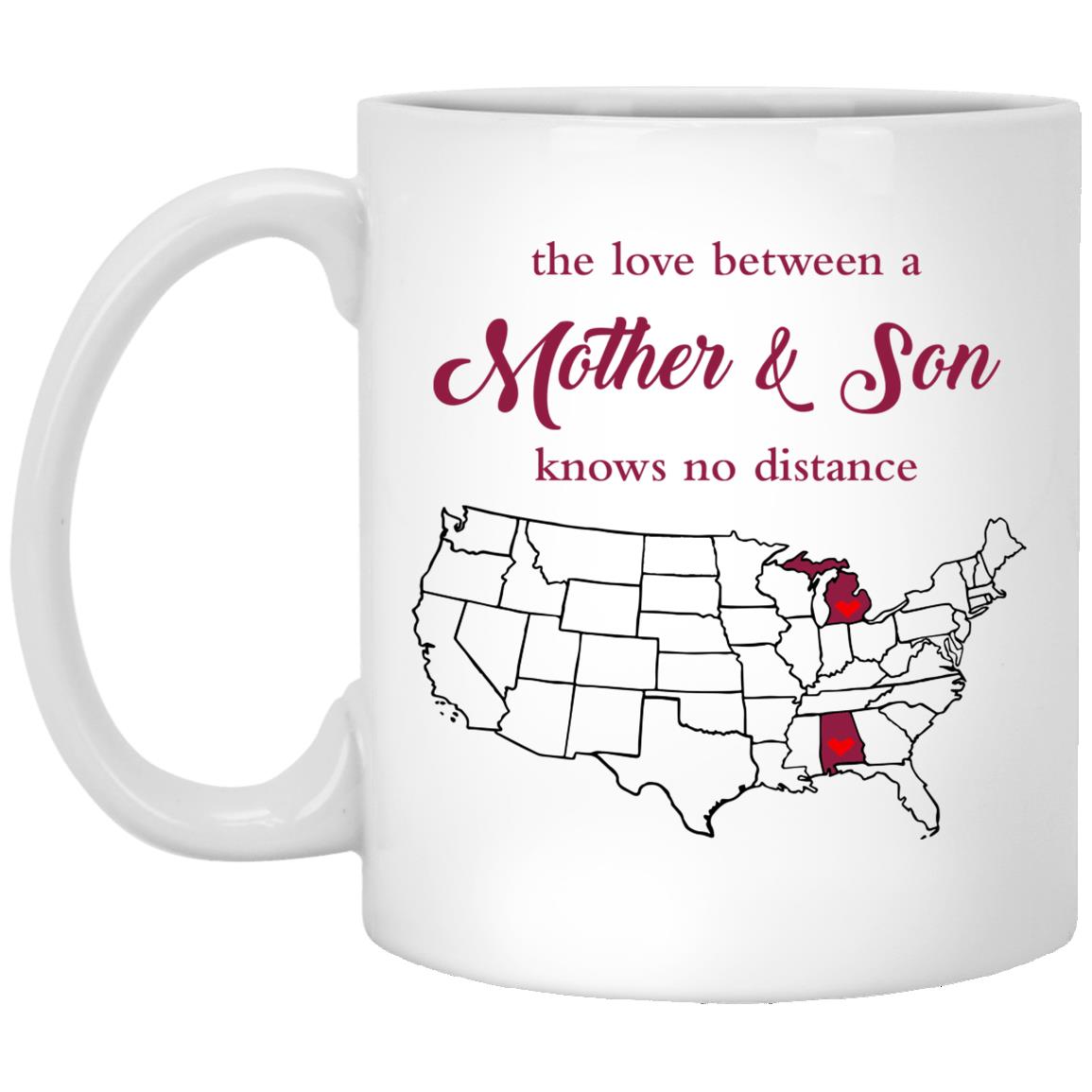 Michigan Alabama The Love Between Mother And Son Mug - Mug Teezalo