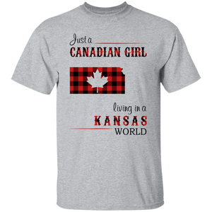 Just A Canadian Girl Living In A Kansas World T-Shirt - T-shirt Teezalo