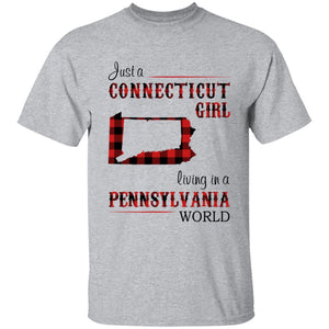 Just A Connecticut Girl Living In A Pennnsylvania World T-shirt - T-shirt Born Live Plaid Red Teezalo