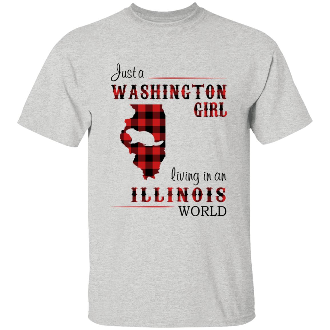 Just A Washington Girl Living In An Illinois World T-shirt - T-shirt Born Live Plaid Red Teezalo