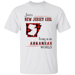 Just A New Jersey Girl Living In An Arkansas World T-Shirt - T-shirt Teezalo