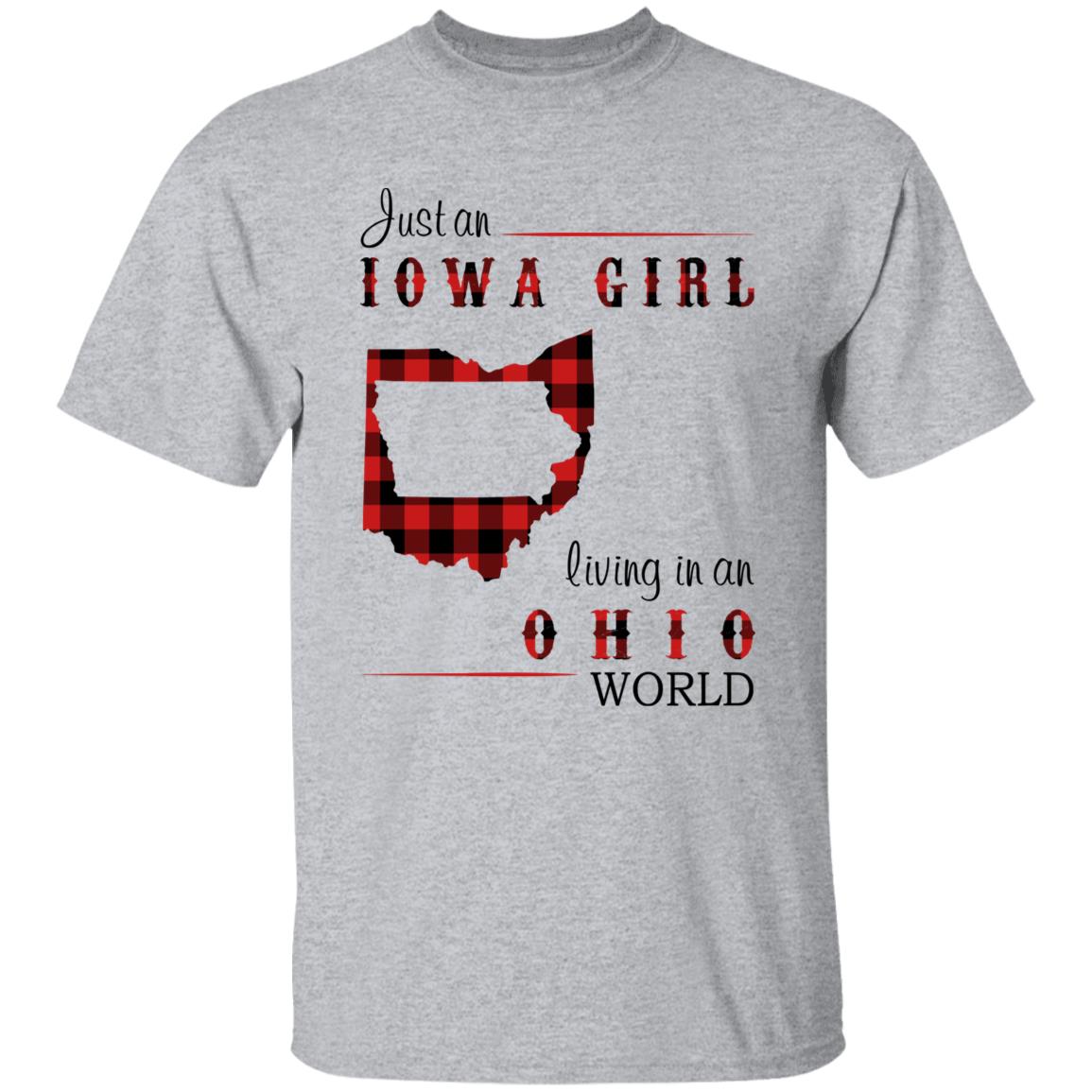 Just An Iowa Girl Living In An Ohio World T-shirt - T-shirt Born Live Plaid Red Teezalo