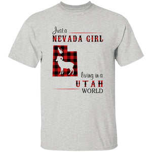 Just A Nevada Girl Living In A Utah World T-shirt - T-shirt Born Live Plaid Red Teezalo