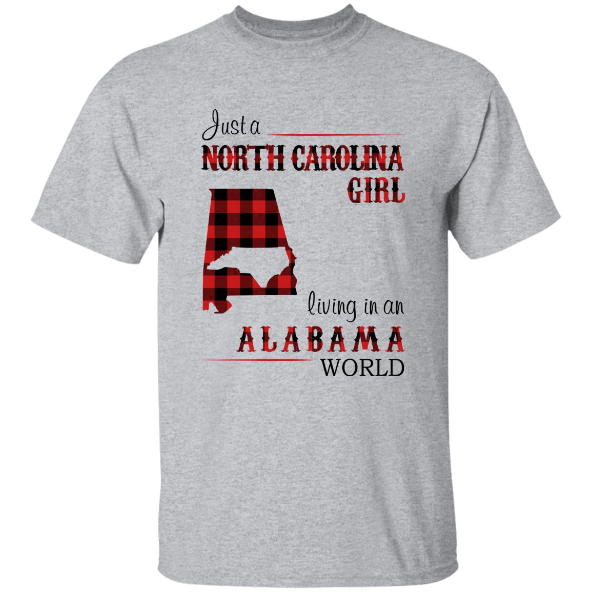 Just A North Carolina Girl Living In An Alabama World T-shirt - T-shirt Born Live Plaid Red Teezalo