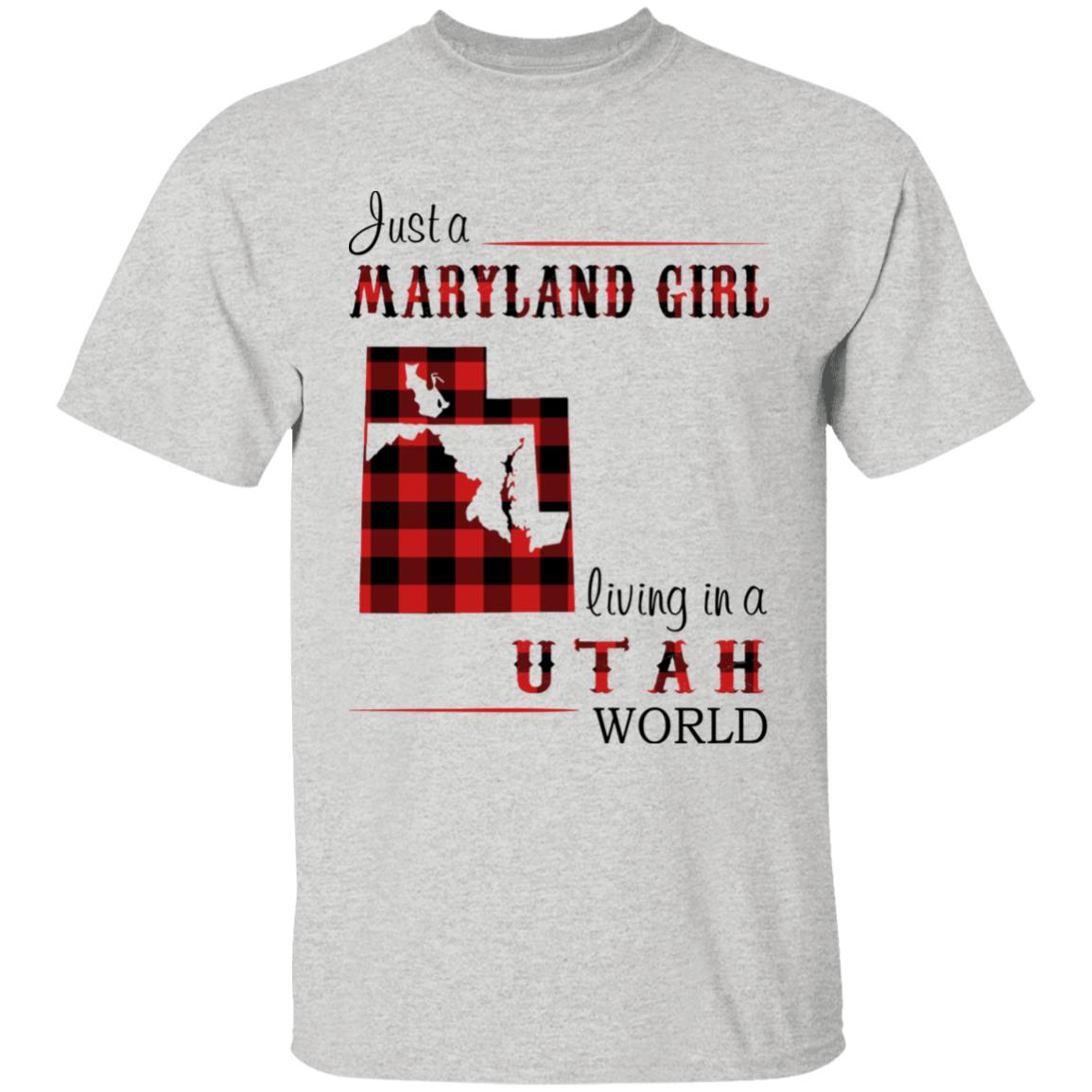 Just A Maryland Girl Living In A Utah World T-shirt - T-shirt Born Live Plaid Red Teezalo