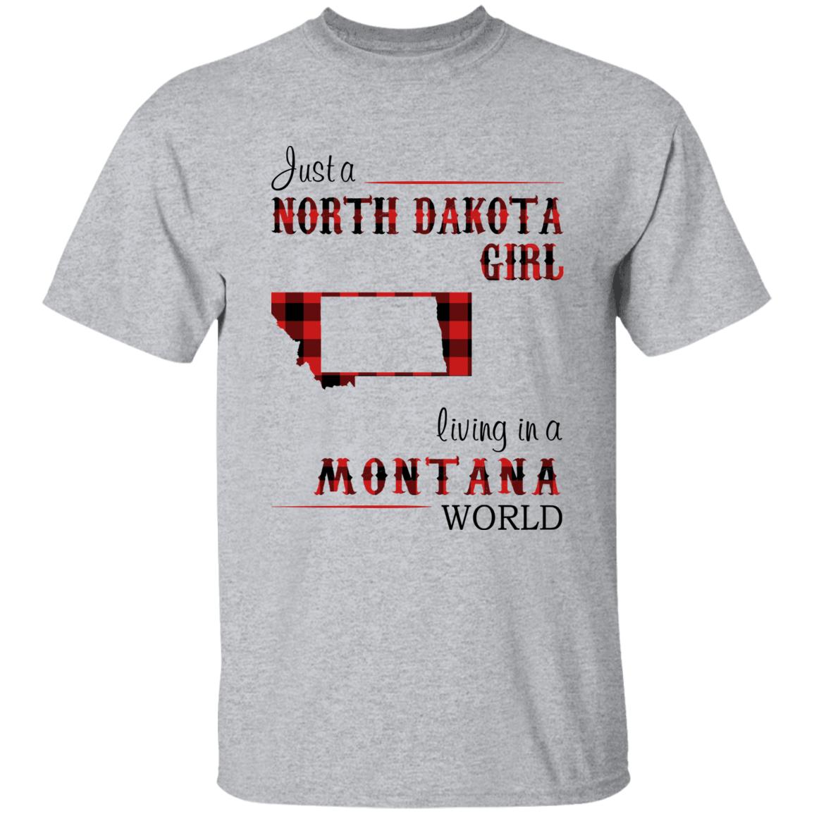 Just A North Dakota Girl Living In A Montana World T-shirt - T-shirt Born Live Plaid Red Teezalo