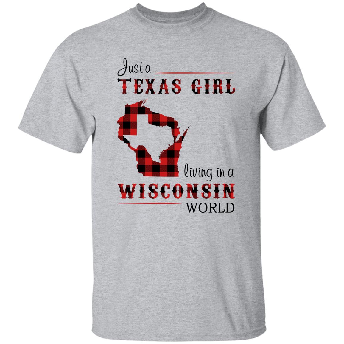 Just A Texas Girl Living In A Wisconsin World T-shirt - T-shirt Born Live Plaid Red Teezalo