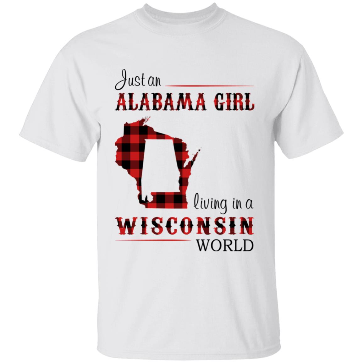 Just An Alabama  Girl Living In A Wisconsin World T-shirt - T-shirt Born Live Plaid Red Teezalo