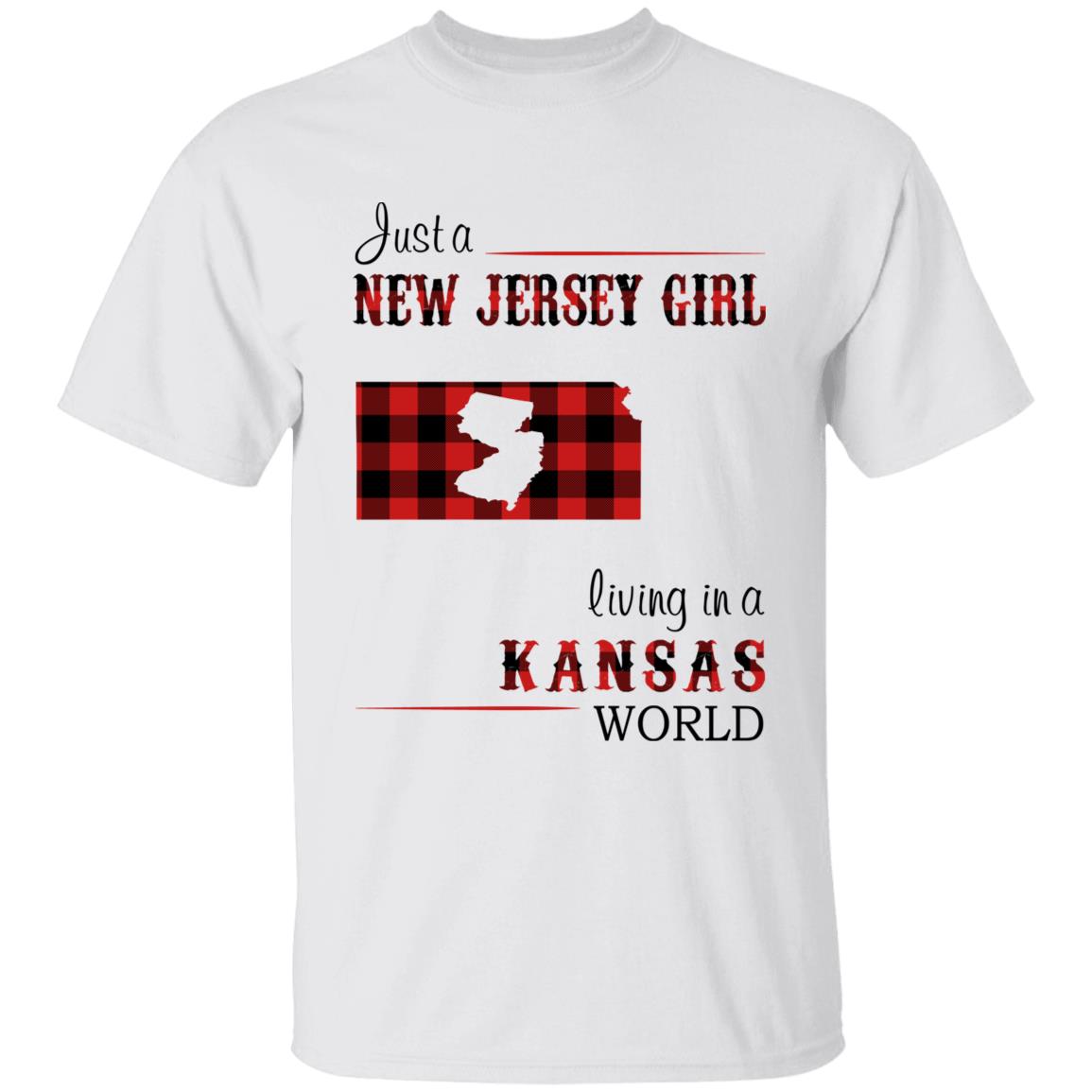 Just A New Jersey Girl Living In A Kansas World T-shirt - T-shirt Born Live Plaid Red Teezalo