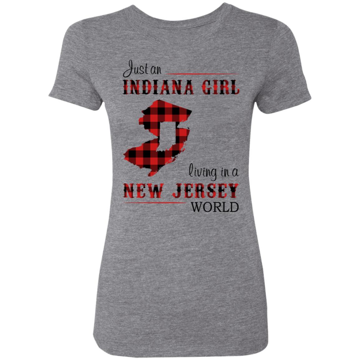 Just An Indiana Girl Living In A New Jersey World T-Shirt - T-shirt Born Live Plaid Red Teezalo