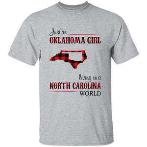Just An Oklahoma Girl Living In A North Carolina World T-shirt - T-shirt Born Live Plaid Red Teezalo
