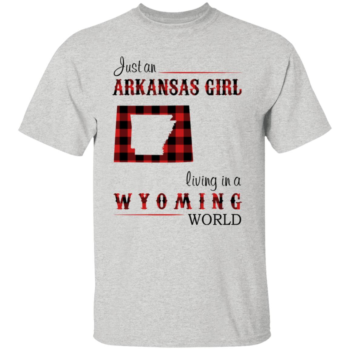 Just An Arkansas Girl Living In A Wyoming World T-shirt - T-shirt Born Live Plaid Red Teezalo