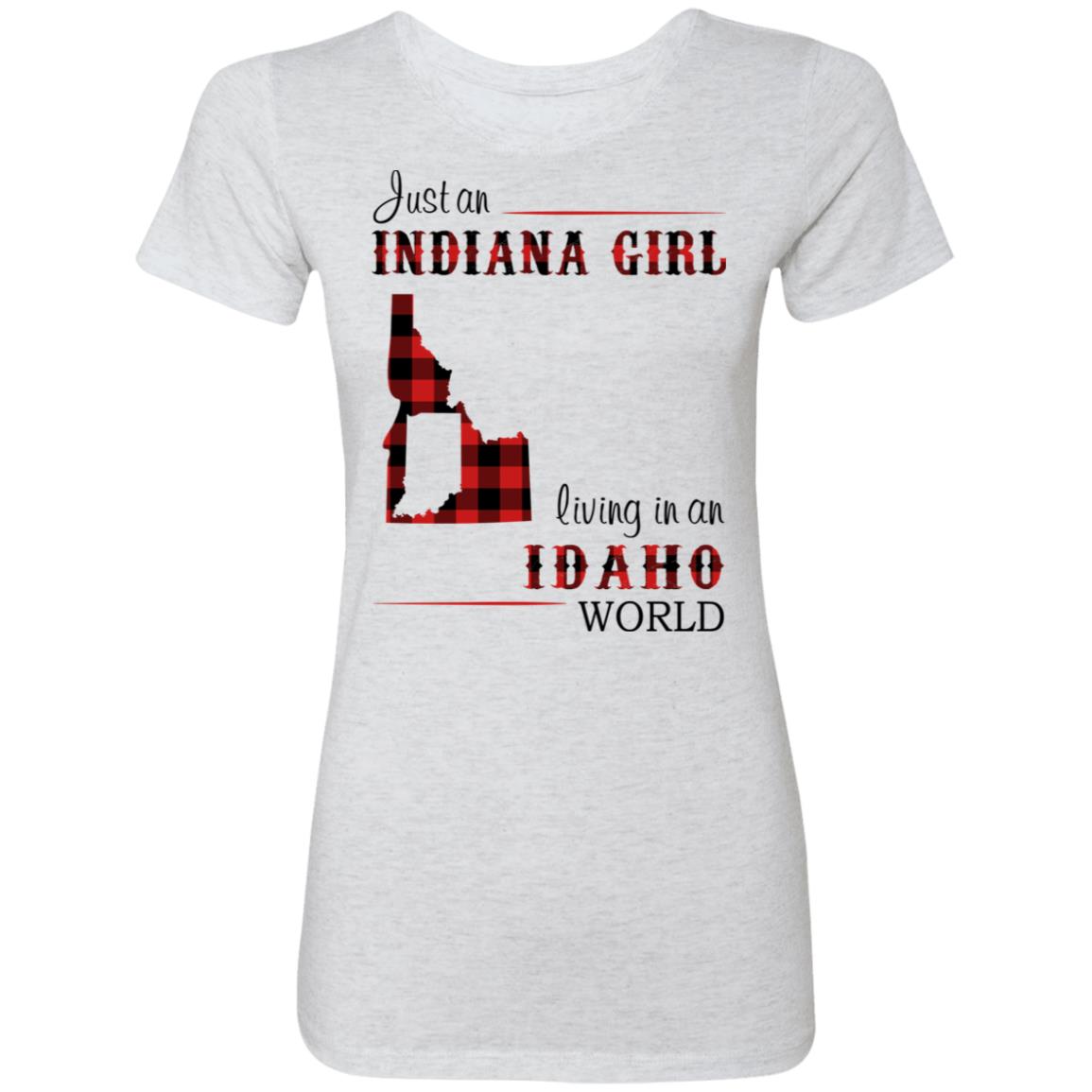 Just An Indiana Girl Living In An Idaho World T-Shirt - T-shirt Born Live Plaid Red Teezalo