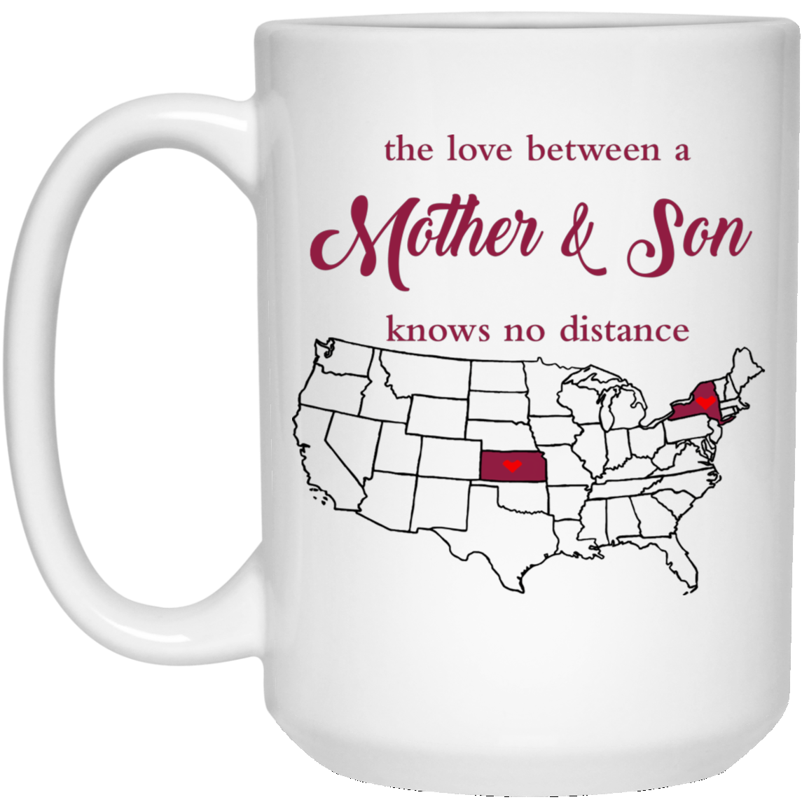 Kansas New York The Love Between Mother And Son Mug - Mug Teezalo