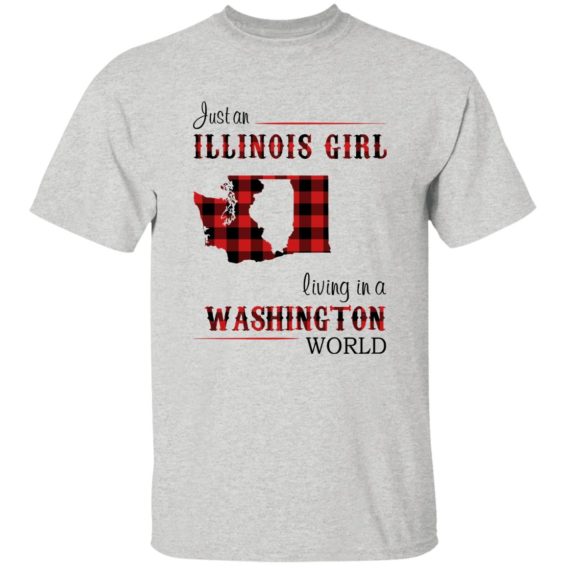 Just An Illinois Girl Living In A Washington World T-shirt - T-shirt Born Live Plaid Red Teezalo