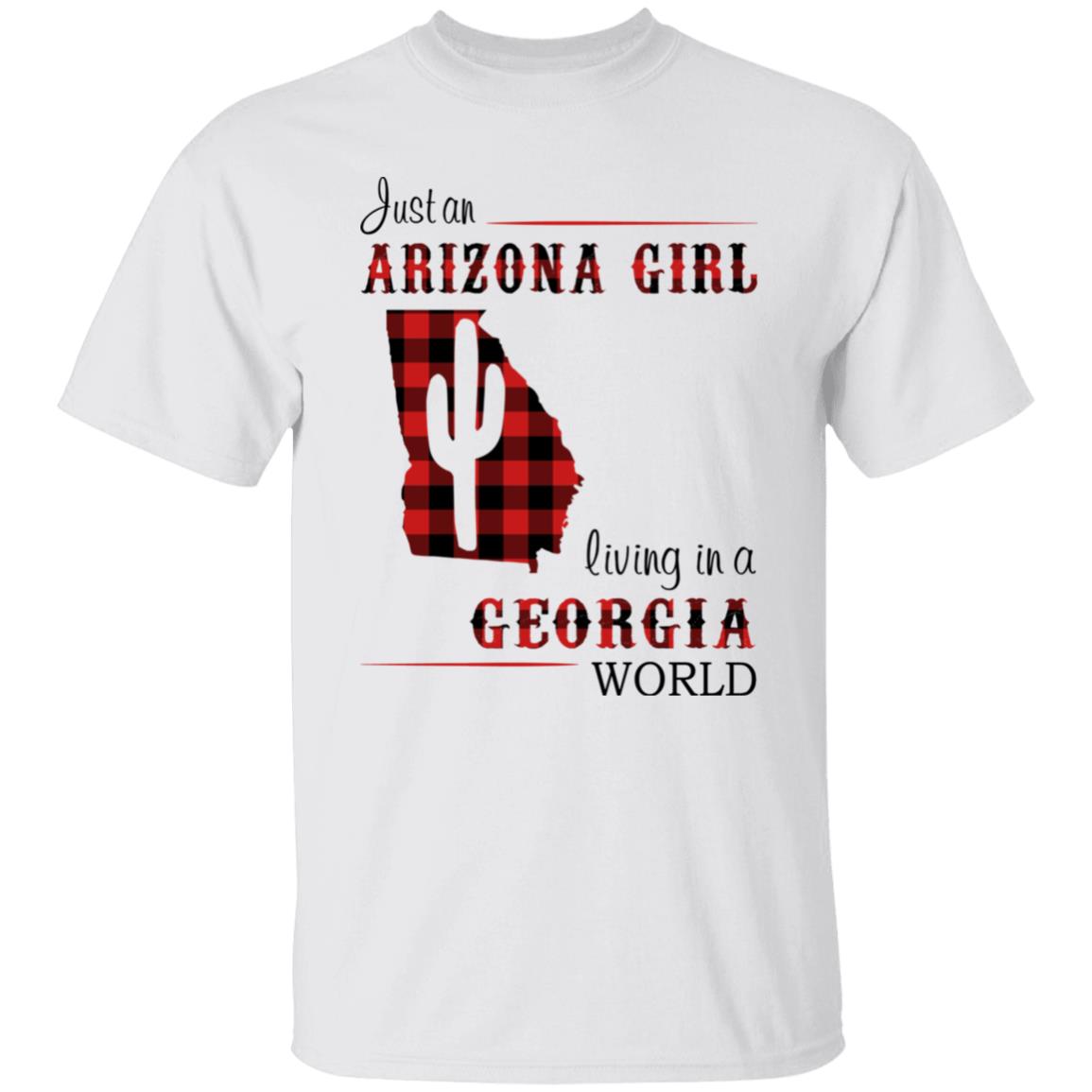 Just An Arizona Girl Living In A Georgia World T-shirt - T-shirt Born Live Plaid Red Teezalo