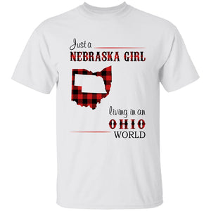 Just A Nebraska Girl Living In An Ohio World T-shirt - T-shirt Born Live Plaid Red Teezalo