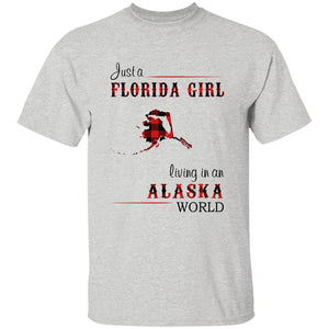 Just A Florida Girl Living In An Alaska World T-shirt - T-shirt Born Live Plaid Red Teezalo