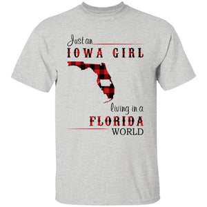 Just An Iowa Girl Living In A Florida World T-shirt - T-shirt Born Live Plaid Red Teezalo