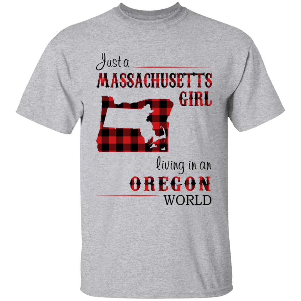 Just A Massachusetts Girl Living In An Oregon World T-shirt - T-shirt Born Live Plaid Red Teezalo