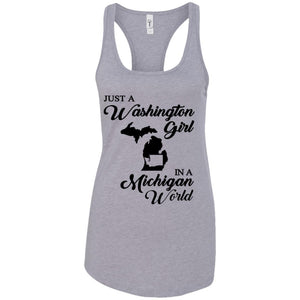 Just A Washington Girl In A Michigan World T Shirt - T-shirt Teezalo
