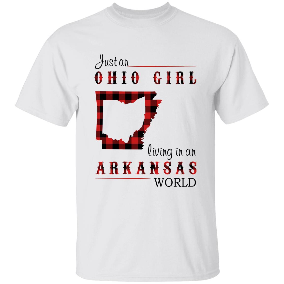 Just An Ohio Girl Living In An Arkansas World T-shirt - T-shirt Born Live Plaid Red Teezalo