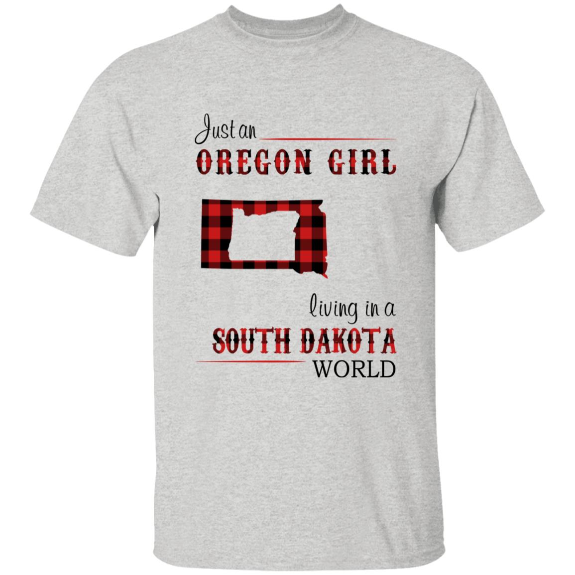 Just An Oregon Girl Living In A South Dakota World T-shirt - T-shirt Born Live Plaid Red Teezalo