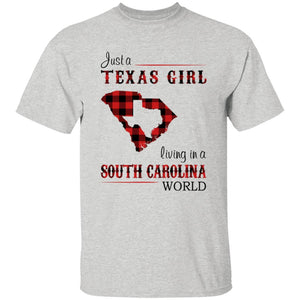 Just A Texas Girl Living In A South Carolina World T-shirt - T-shirt Born Live Plaid Red Teezalo