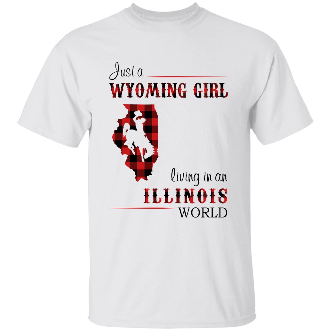 Just A Wyoming Girl Living In An Illinois World T-shirt - T-shirt Born Live Plaid Red Teezalo