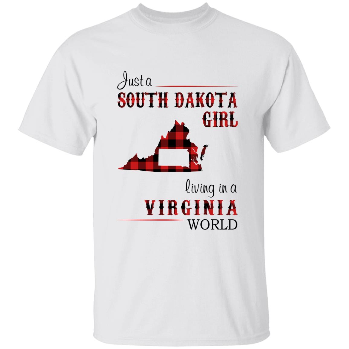 Just A South Dakota Girl Living In A Virginia World T-shirt - T-shirt Born Live Plaid Red Teezalo
