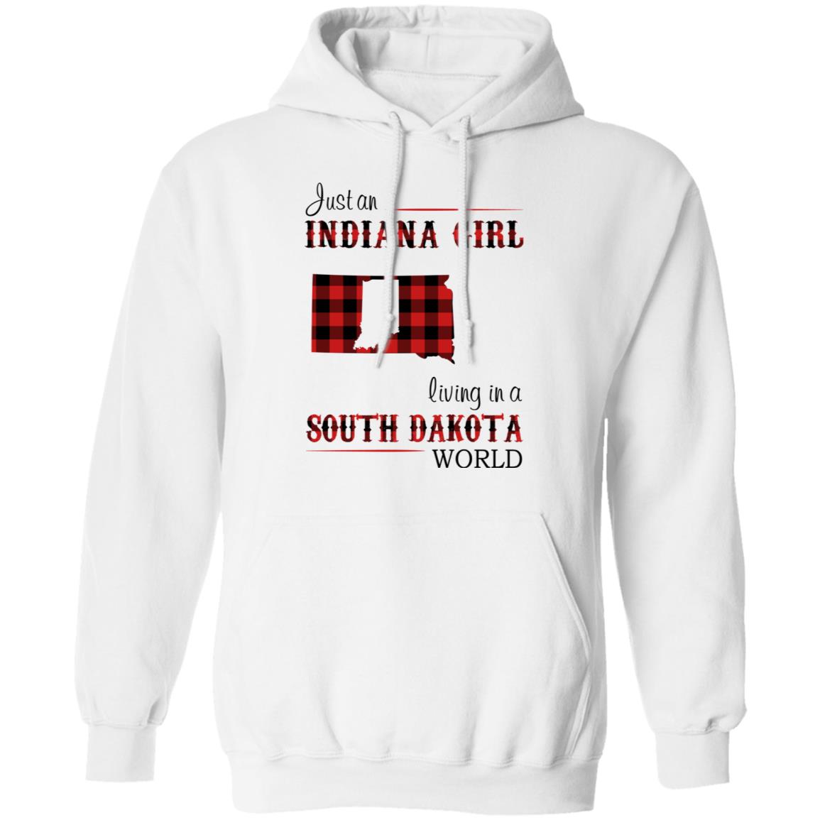 Just An Indiana Girl Living In A South Dakota World T-Shirt - T-shirt Born Live Plaid Red Teezalo