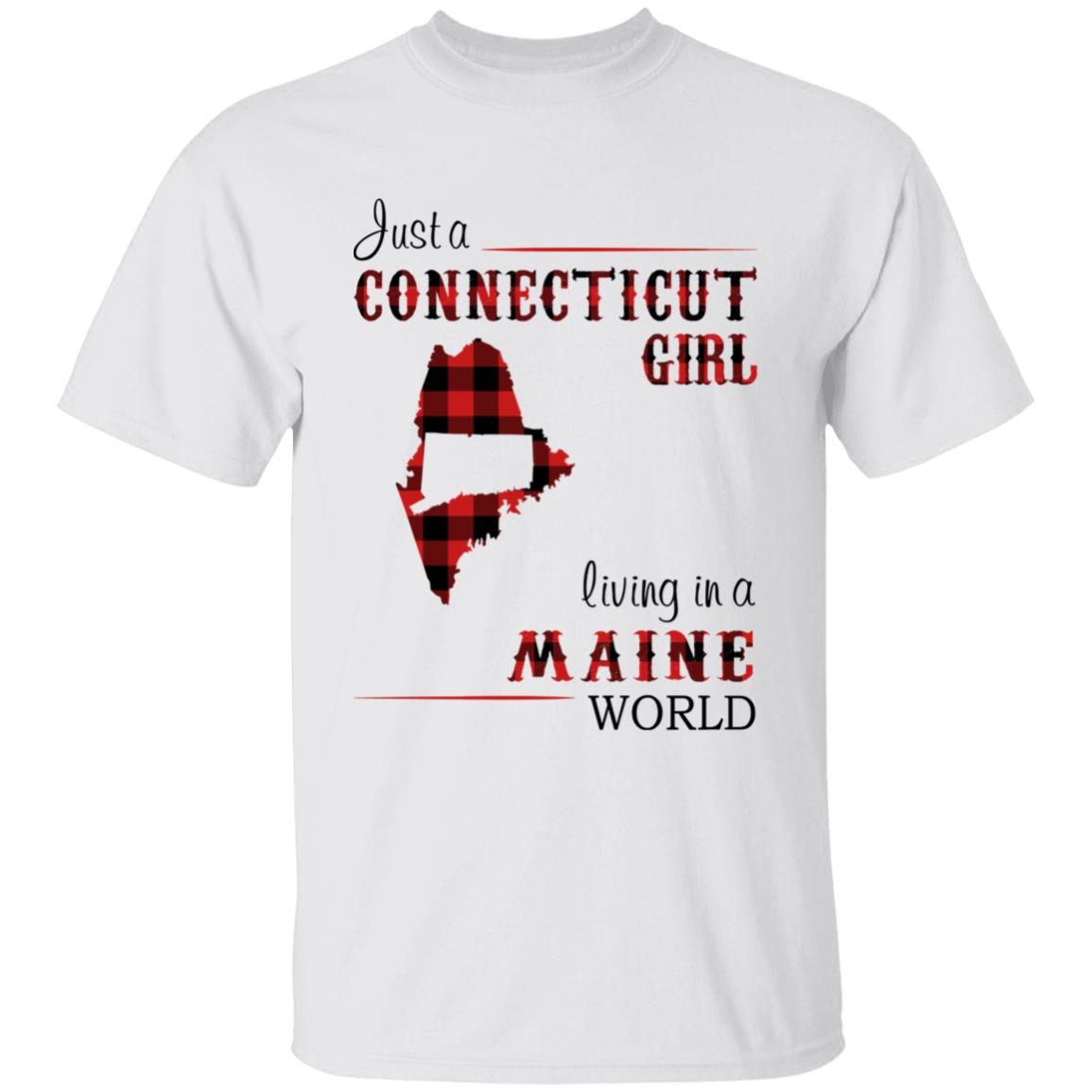 Just A Connecticut Girl Living In A Maine World T-shirt - T-shirt Born Live Plaid Red Teezalo