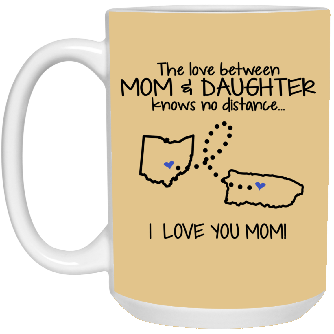 Puerto Rico Ohio The Love Between Mom And Daughter Knows No Distance Mug - Mug Teezalo