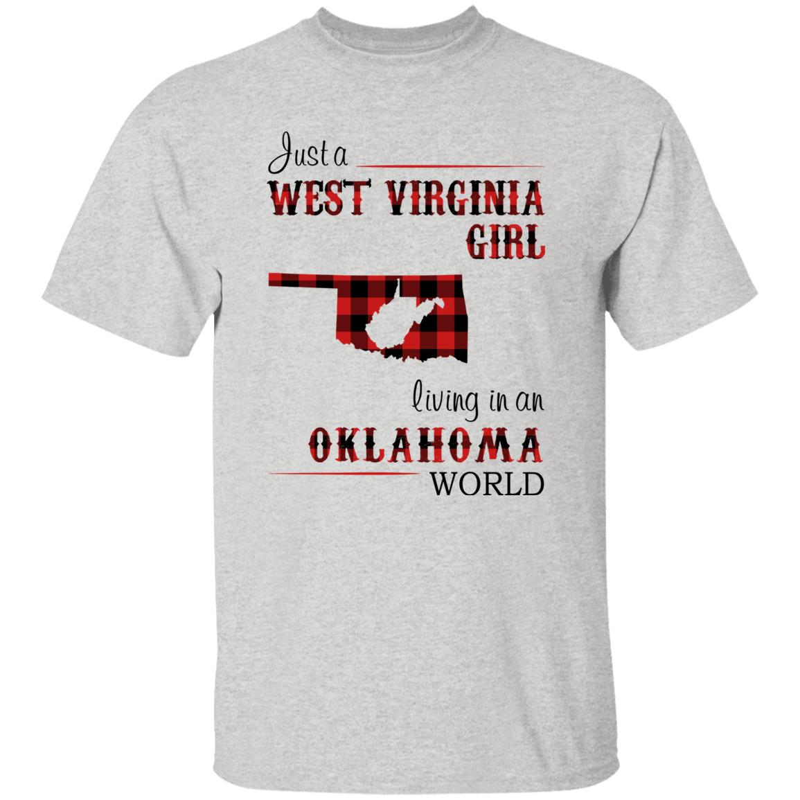 Just A West Virginia Girl Living In An Oklahoma World T-shirt - T-shirt Born Live Plaid Red Teezalo