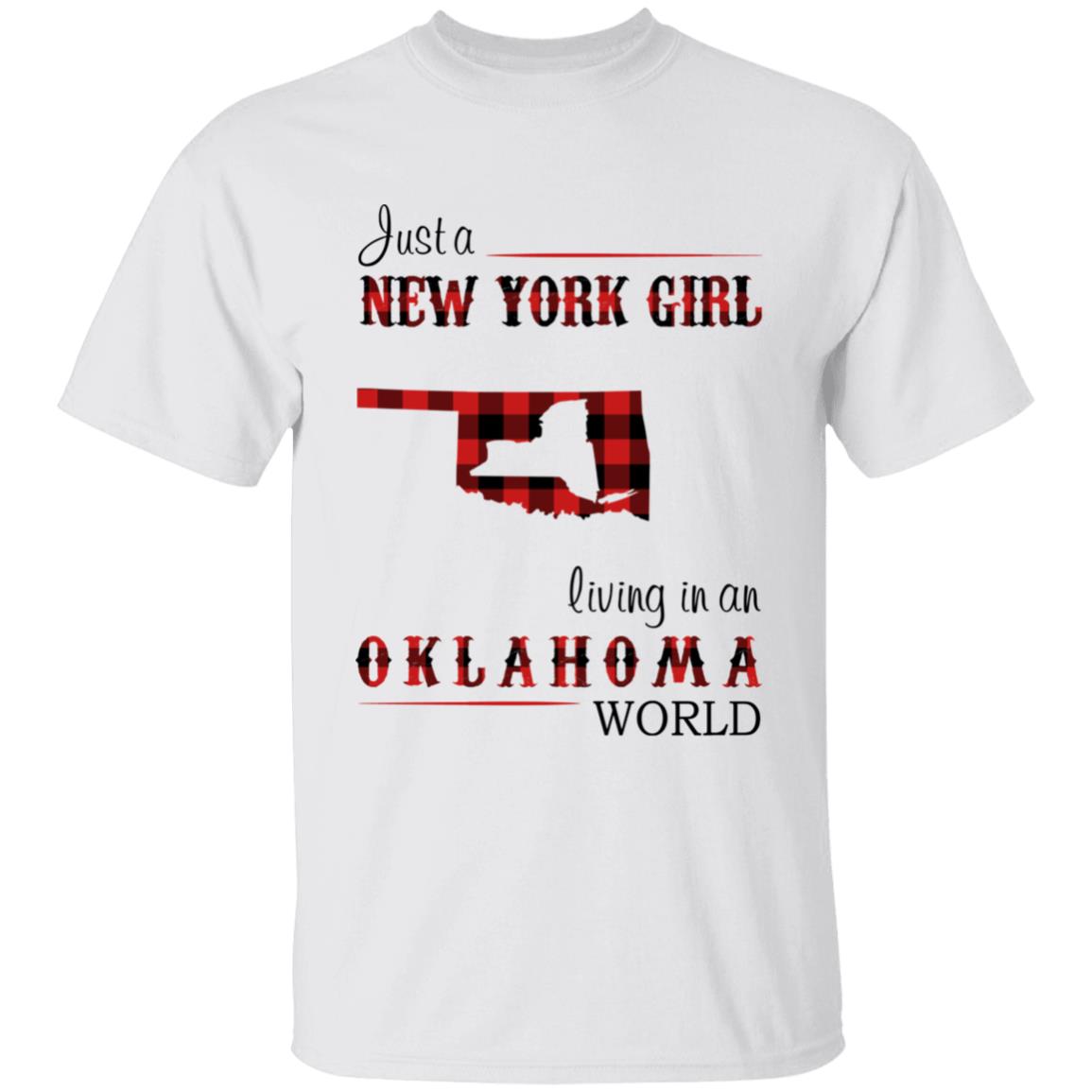Just A New York Girl Living In An Oklahoma World T-shirt - T-shirt Born Live Plaid Red Teezalo